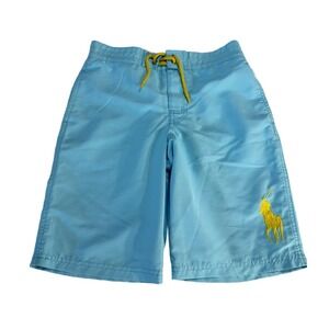 Polo Ralph Lauren Swim Trunks Youth M (10/12) Big Pony Lt Blue Aqua Turquoise